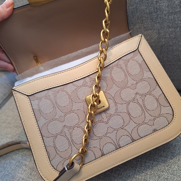 NWT - COACH Retail Alie Saddle Bag In Signature Jacquard -  Stone Ivory - Picture 8 of 9